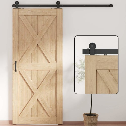 ZEKOO Hanging Sliding Door Rail, Barn Door Hardware, 6.6 FT (2.00 Meter) Track Rail for Sliding Doors, Interior Doors, Renovation Doors, DIY Door Hard