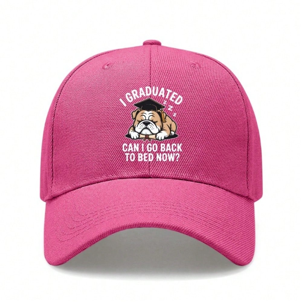 [Graduation Baseball Cap] Unisex Funny "I GRADUATED CAN I GO BACK TO BED NOW?" Print Adjustable Breathable Lightweight Casual Daily Wear - Novelty