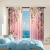 2 Pcs   Versatile Polyester Transparent Curtains for Home Decoration Spring Pink Floral for Use In Bedrooms and Living Rooms