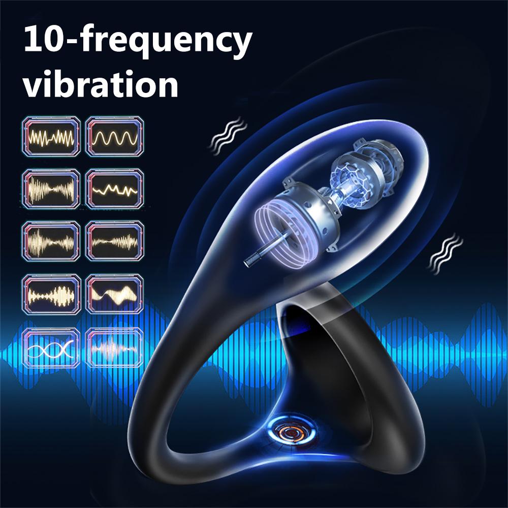 10speed Remote Control Vibration Sperm-locking Ring Delayed Ejaculation Cock Ring Anal Stimulator Anal Plug Sex Toys for Men Gay