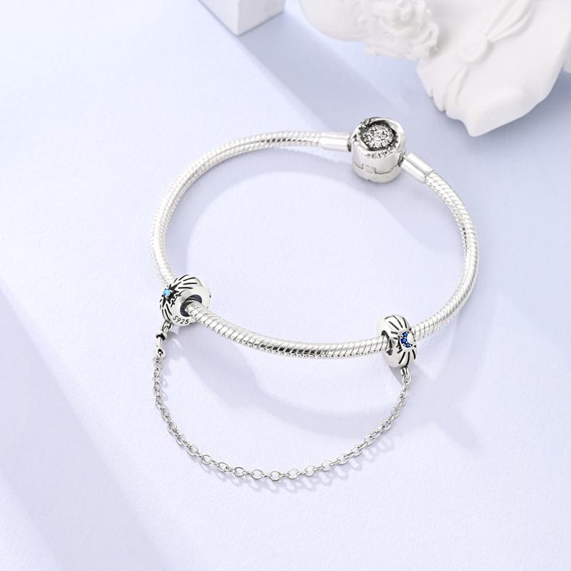 New Copper Flower Heart Bird Leaves Star Safety Chain Beads Bead Fit Bracelet Snake Chain Charms Beaded Women Gift