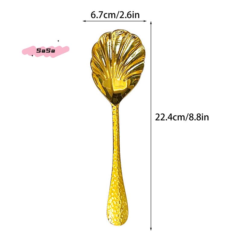 Large Shell-Shaped Stainless Steel Serving Spoons Fan-Design Vegetable Soup Spoons for Family Parties And Restaurant Use