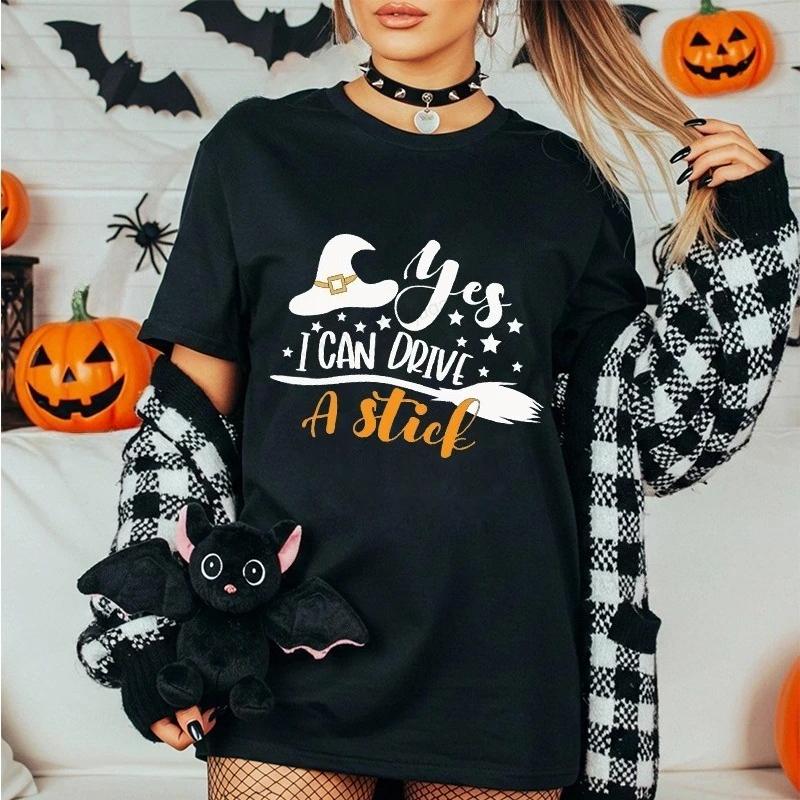 Fashionable Halloween printed Tshirt with casual short sleeved round neck suitable for daily Womens Tshirt in all seasons