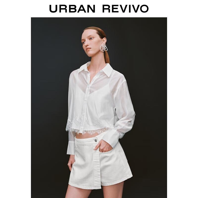 UR 2025 Summer Lace Long-Sleeve Open-Front Shirt S