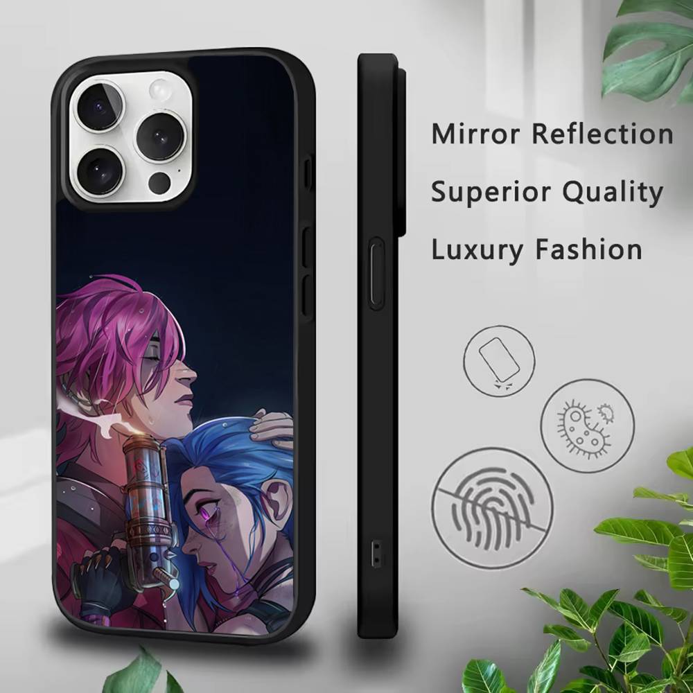 Anime Arcane Jinx Vi Phone Case For iPhone 17,16,15,14,13,12,11,Pro,Max,Plus,Mini,SE4,E Magnetic Magsafe Wireless Charging