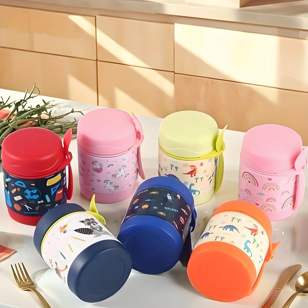 10oz Stainless Steel Lunch Box with Spoon Thermal Food Container Vaccum Cup Insulate Bento Box Thermos Soup Cup for Kids School