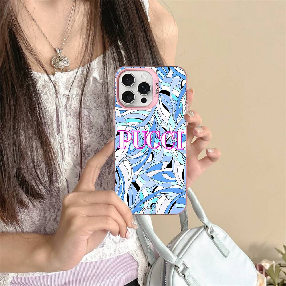 E-Emilio Logo Pucci Phone Case For IPhone 17 16 15 14 13 12 11 Pro Max Plus Pro Colorful Shell