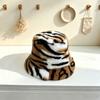 Tiger Pattern Plush Bucket Hat Scarf Female Warm Imitation Mink Hair Soft Scarf Cross Hairy Scarf