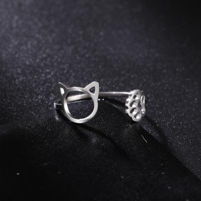 Cazador Animal Cat Kitten Paws Women's Ring Stainless Steel Jewelry New In Cute Adjustable Rings Party Anniversary Birthday Gift