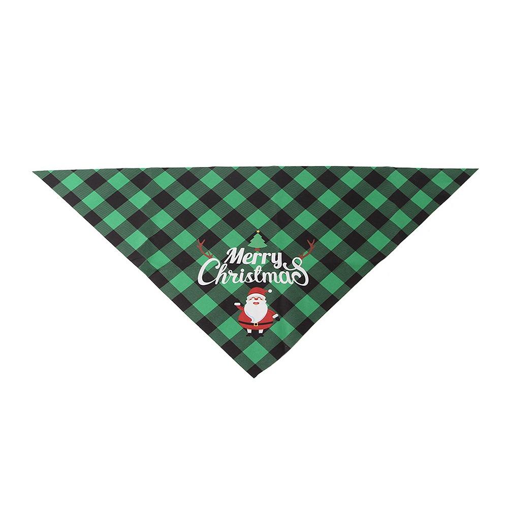 Red Green Grid Dog Saliva Towel Santa Claus Triangle Bandana Christmas Dog Scarf  Holiday Party