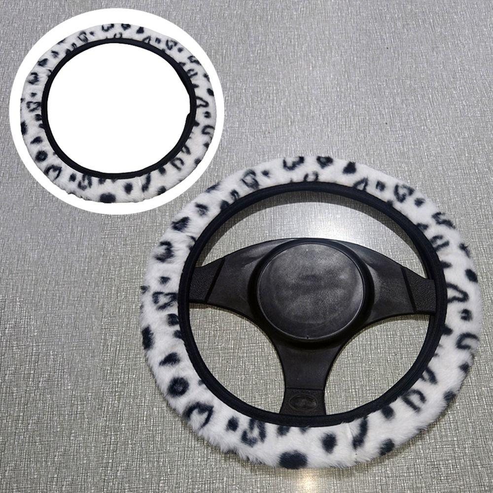 Warm&Cozy Car Steer Wheel Protector Leopard Heart Print Winter Teering Wheel Cover  Women Men