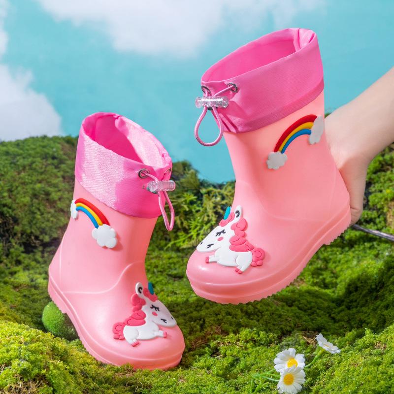 Botas de Lluvia para Niños, Botas de Lluvia para Niñas, Botas de Agua Antideslizantes para Niñas, Zapatos de Agua