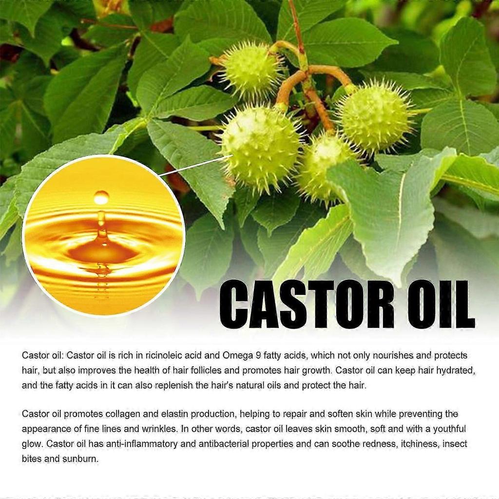 Castor Oil for Hair Growth , Skin Rejuvenation - Deep Moisturizing, Thickening, and Protecting Solution for Dense Black Hair, Eyebrows , Eyelashes - 6