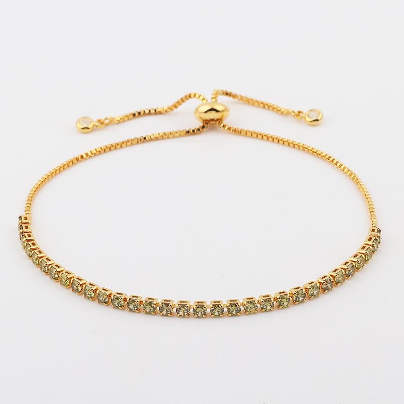 Rainbow Cubic Zirconia Tennis Bracelet Iced Out Chain Bracelets For Women Gold Color Adjustable Bracelet CZ Chain Homme Jewelry