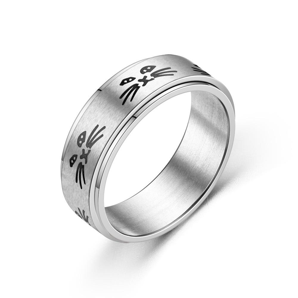 European & American Titanium Steel Moon & Star Rotating Couple Ring Set