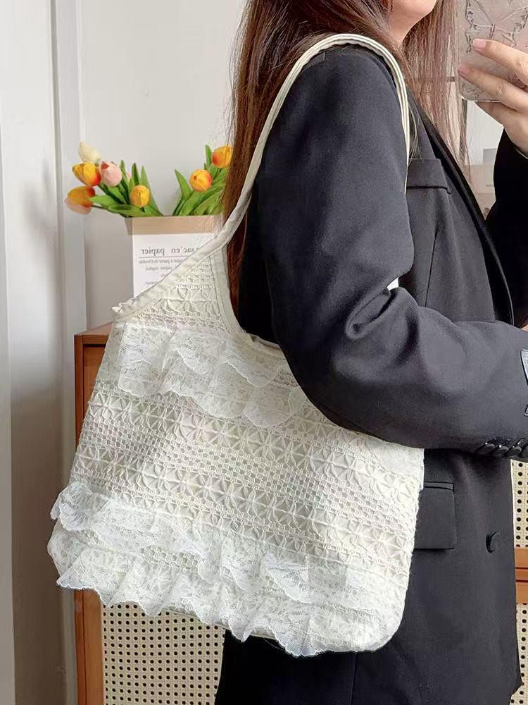 

Летняя кружевная пляжная сумка-тоут большой вместимости и наплечная сумка