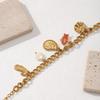 Golden Tone Stainless Steel Ocean Charm Bracelet with Seahorse and Fish Pendants for Women