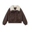 Chic Faux Lamb Wool Parkas for Women Turn Down Collar Warm Parkas Woman Winter Zipper Up Thickened Leather Jacket Mujer