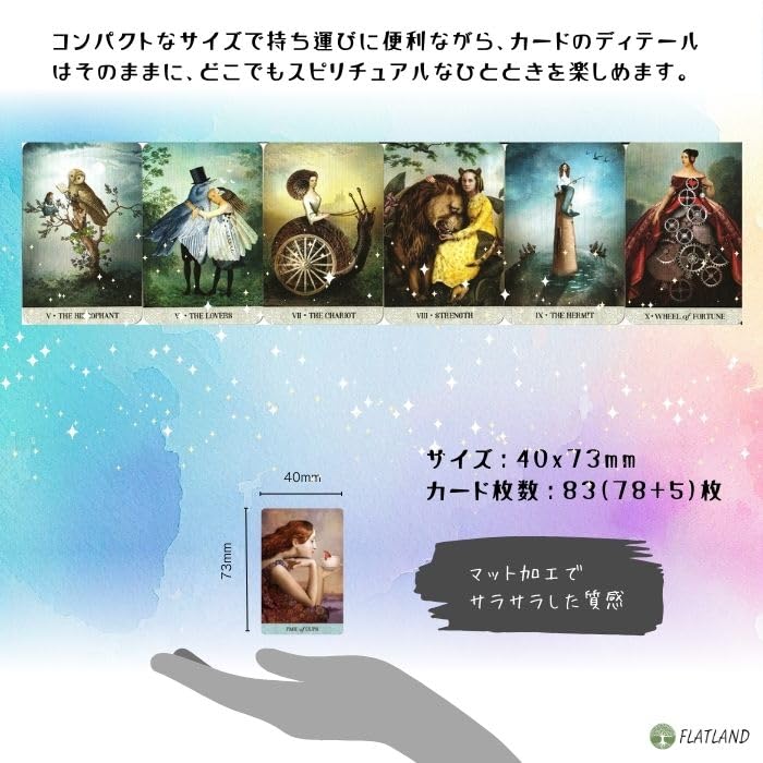 Tarot of Mystical Moments Borderless Miniature Tarot Reading Japanese Instruction Manual Authentic 78 Tarot Cards Edition, Instructions, Included,