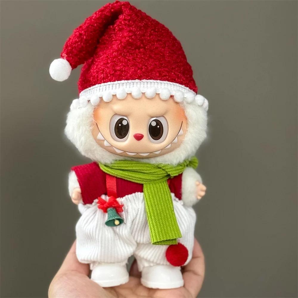 Doll Clothes For 15-17CM Labubu Clothing Merry Christmas Hat Scarf Elk Snowman Set Mini Plush Doll Accessory New Year Dress Gift