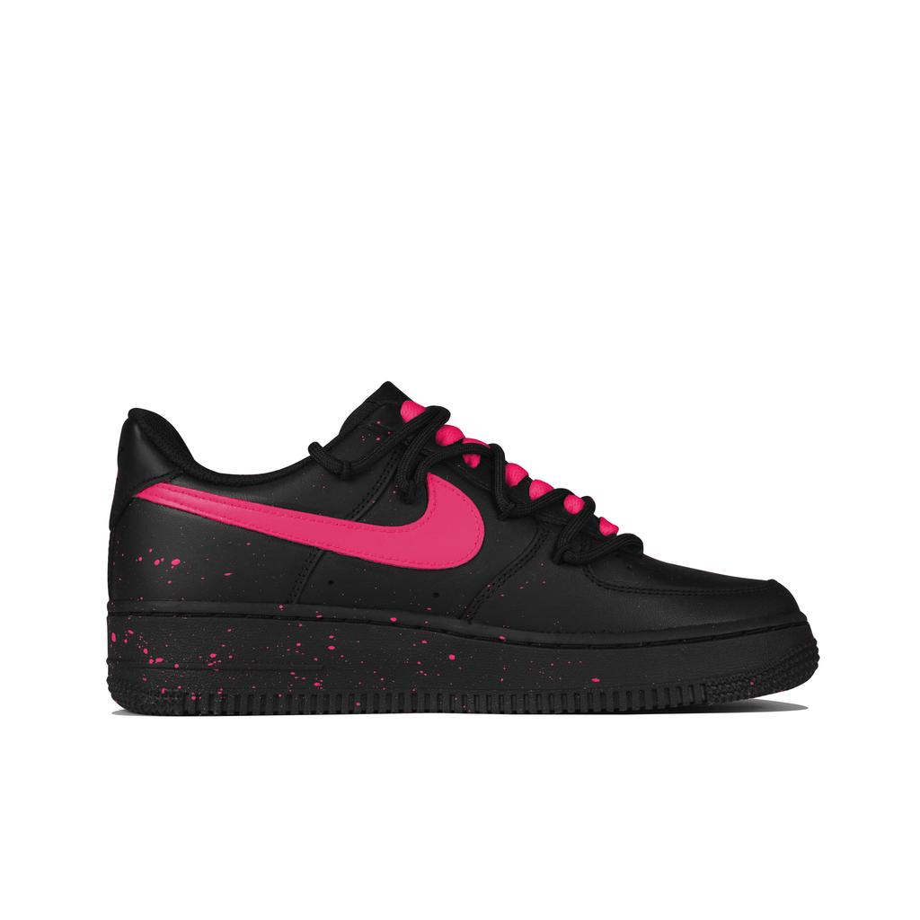 Nike Air Force 1 Leder Low-Top Skateboard-Schuhe Unisex Schwarz Rosa CW2288-001(Team-S-BOX)-Zufällige Verpackungsbeutel
