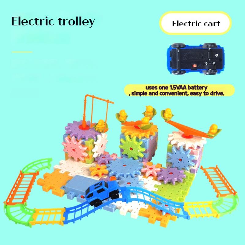 Großes 3D Elektrisches Zahnradmodell Bausteine Kunststoff Kinderhaus Blöcke Steine Pädagogisches Konstruktionsspielzeug für Kinder Geschenke