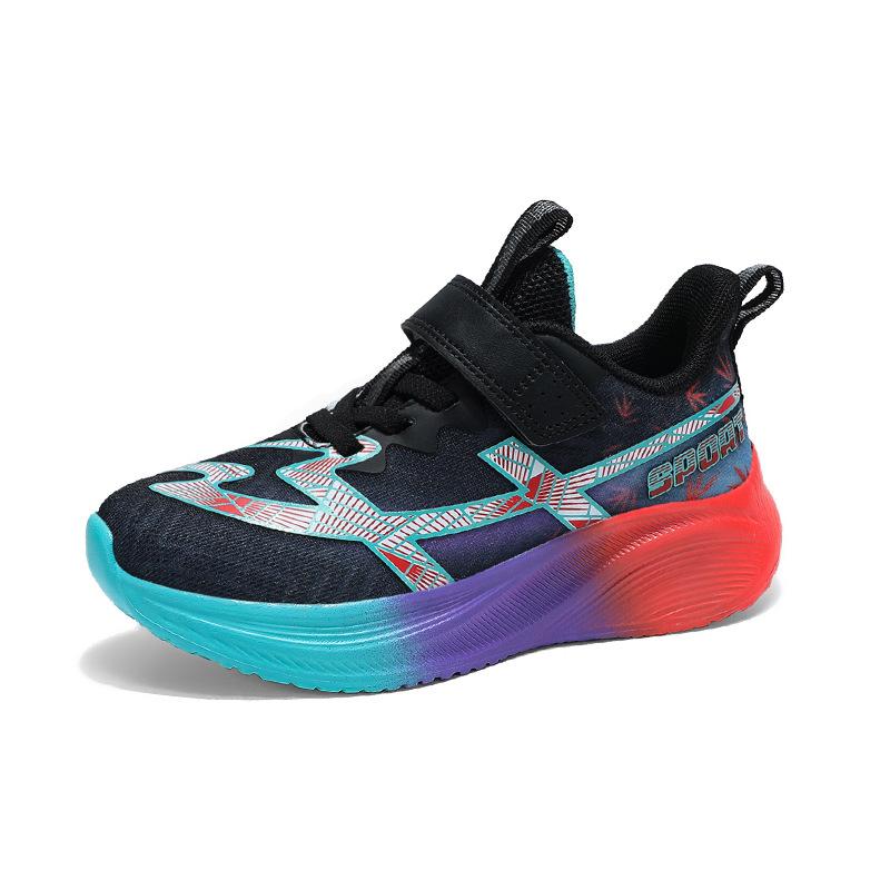 Children's and Primary School Students' Sports Shoes Breathable Mesh Autumn New Boys and Girls Cushioning Light Velcro Running Shoes