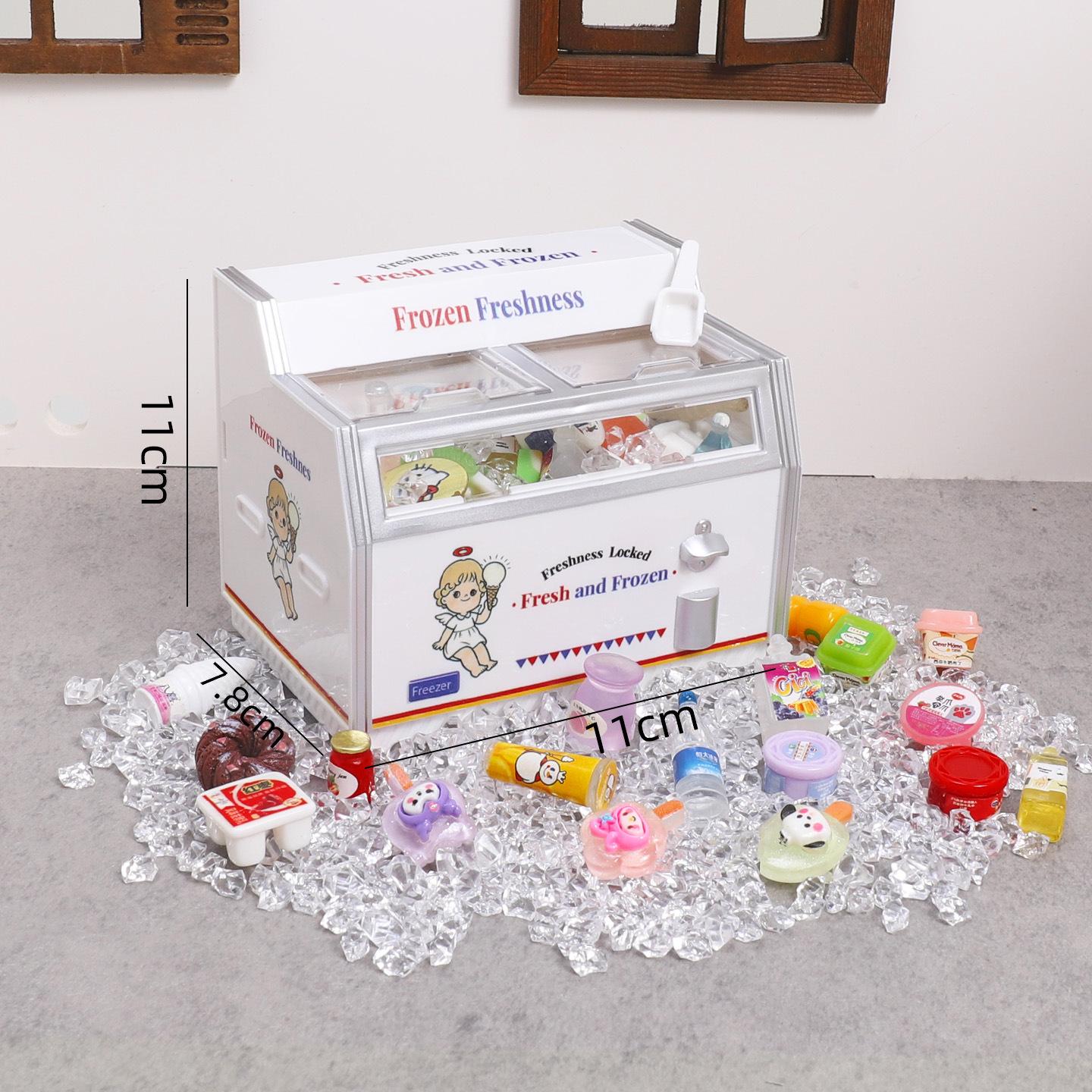 Miniature Dollhouse Ice Cream Freezer and Small Refrigerator Model Toy