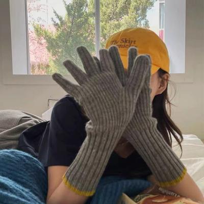 Winter Full Finger Gloves Winter Warm Knitted Gloves Lady Thick Woolen Touch Screen Skiing Gloves Mittens