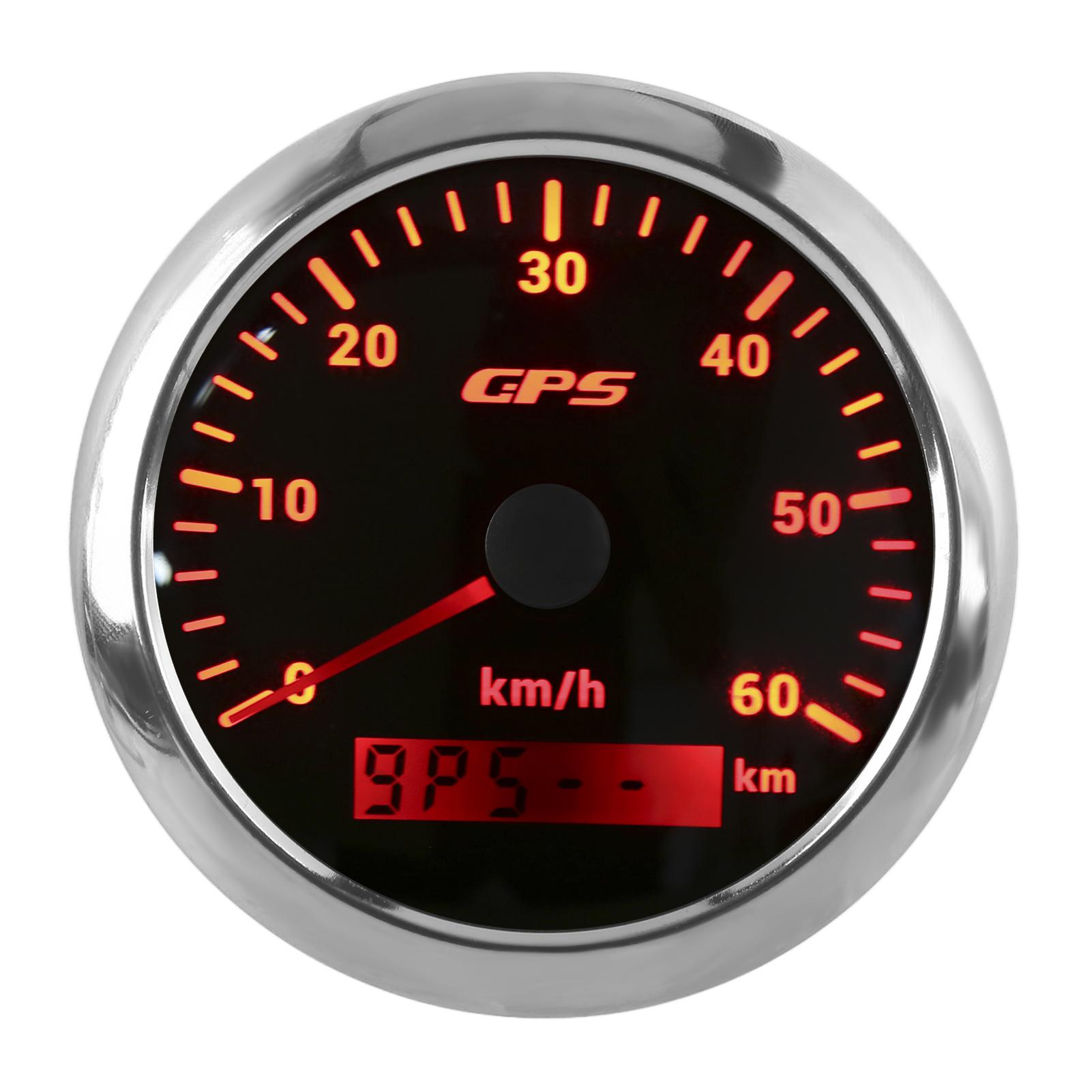 

85 мм GPS Спидометр 0-60 км/ч ЖК-дисплей Одометр с регулируемой подсветкой для автомобилей лодок 9-32 В постоянного токаЧерный чёрный