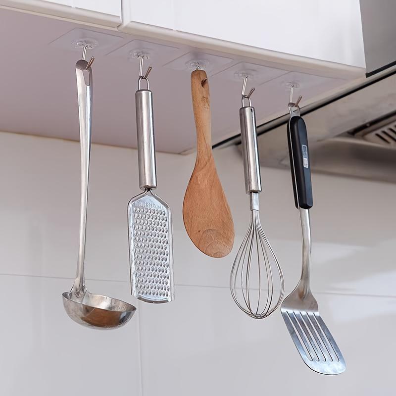 10 No-Drill Hooks, Metal and Plastic Self-Adhesive Hook Holders, Wall Organizers, Adhesive Wall Hooks, Door Hooks, Coat Racks