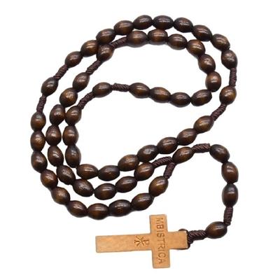 Natural Wood Rosary with Crosses for Faithfuls Unisex Religious Gift for Prayer Gift with Crosses for Meditations