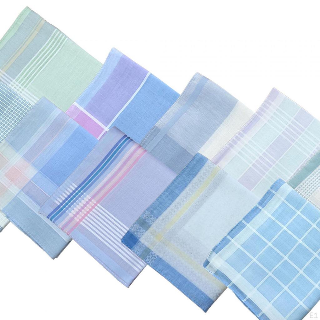 10 Pieces Handkerchiefs for Men Hankies Classic Assorted Color 30cm Kerchief Pocket Squares
