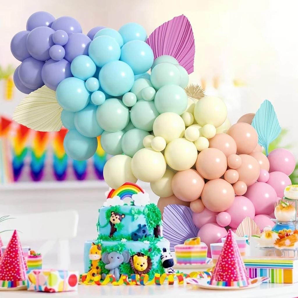 107Pcs Macaron Colored Latex Balloon Set For Wedding Birthday Party Baby Baptism - Assorted Pastel And Bright Colors