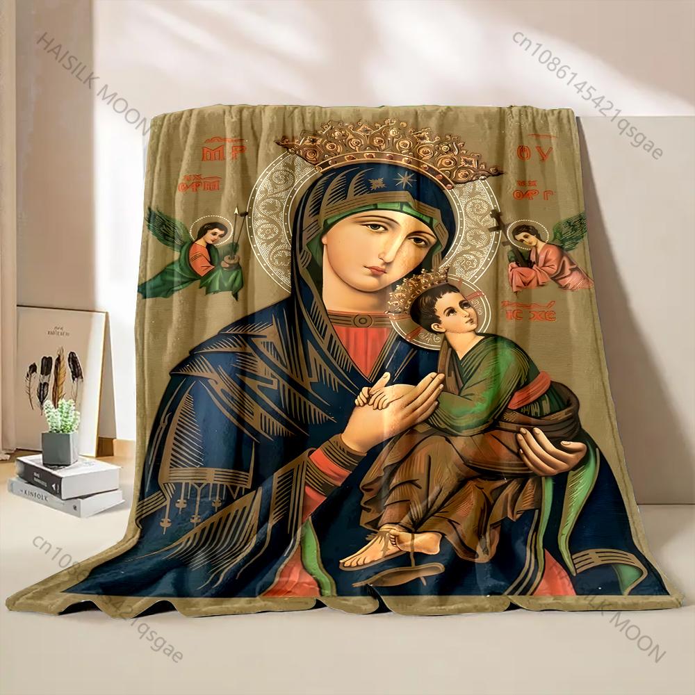 1PC Religious icon mother child Print Blanket Warm Soft Fluffy Kids and Adult Sofa Bed Throw Blanket Outdoor Travel Camping RV