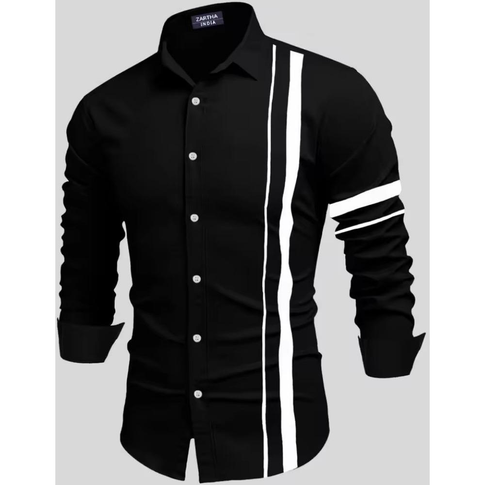 Spring New Men's Shirt 3d Printing All-match Line Printing Long-sleeved Casual Shirt Men's Fashion Casual Lapel Button Shirt