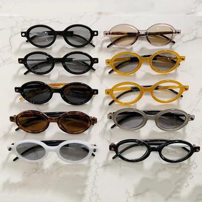 Fashion Small Oval Sunglasses Retro Round Frame Sun Glasses Hip Hop Men'S Shades Trendy Beach/Travel/Streetwear Eyeglasses