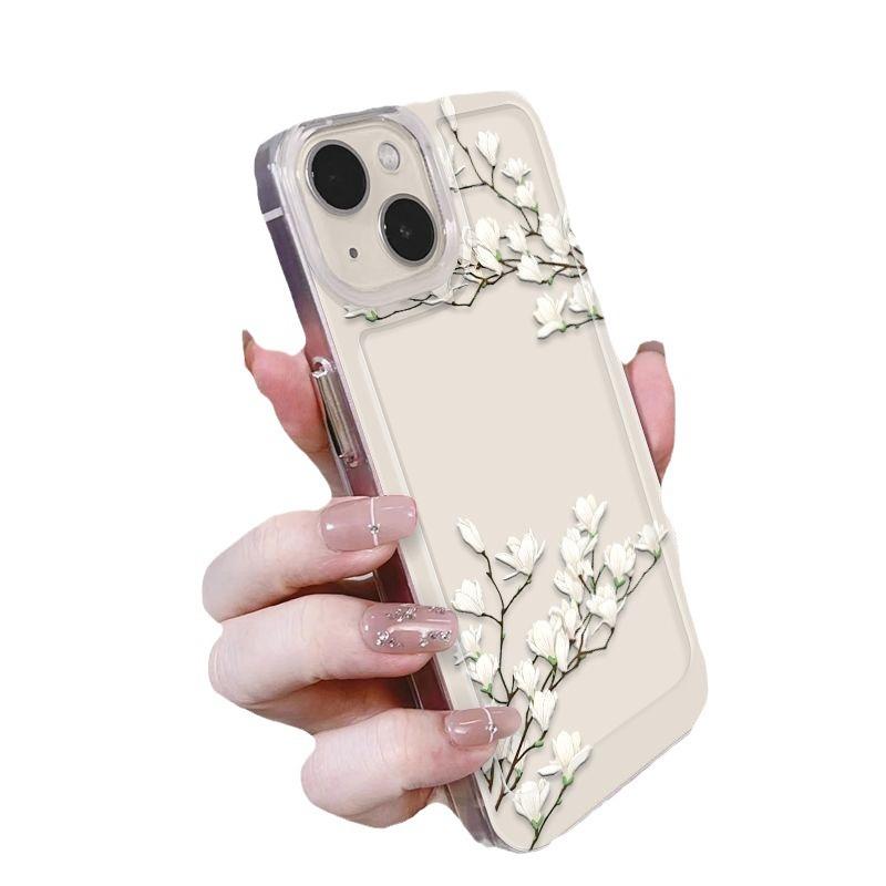ins flower applies to iPhone15 mobile phone case 14pro Apple 13 transparent 12 female xsmaxxr anti-fingerprint