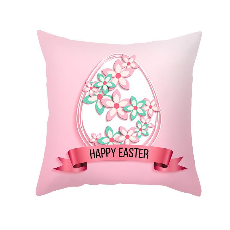 Colorful Easter Pillowcase Rabbit Egg Print Series Peach Skin Home Pillowcase Sofa Cushion
