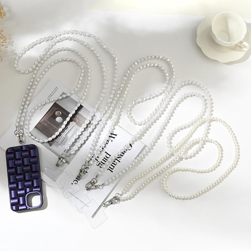 Korean Pearl Chain Stylish Accessories Phone Lanyard Beaded Charm Crossbody Bag Chain