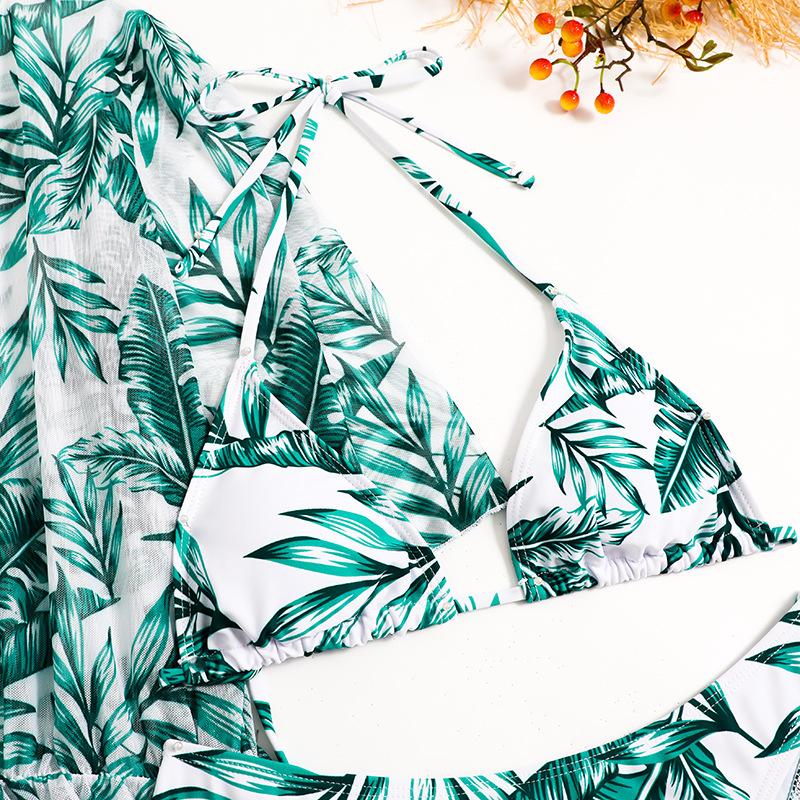 Digital Print Three Piece Drawstring Sexy Bikini Swimsuit Fashion For Summer Vacation