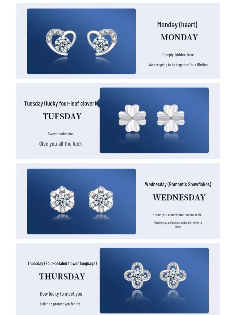 2025 Women's Sterling Silver Stud Earrings Set - Luxurious Gift Box for Wife or Girlfriend