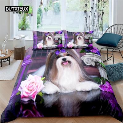 3D Süßer Haustier Hund Druck Wohnzimmer Luxus 2/3 Stück Bequeme Bettbezug Kissenbezug Bettwäsche Sets Queen und King EU/US/AU Größe