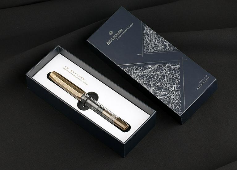 MOONMAN T1 Handmade Resin Fountain Pen, Large Capacity Piston Filler, Fine Nib with Aluminum Alloy Barrel