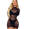 Sexy Dessous Langarm Hüftrock Kurzer Rock Hohl Rückenfrei Mesh Plus Size Bodysuit Erotische Dessous Teddies Kleidung