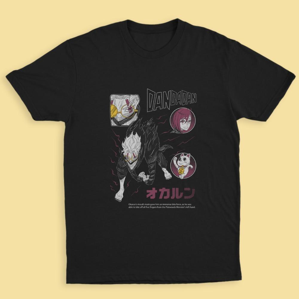 Dandadan Okarun Ken Momo T-Shirt Anime Graphic Tee Unisex Black Cotton S-5XL