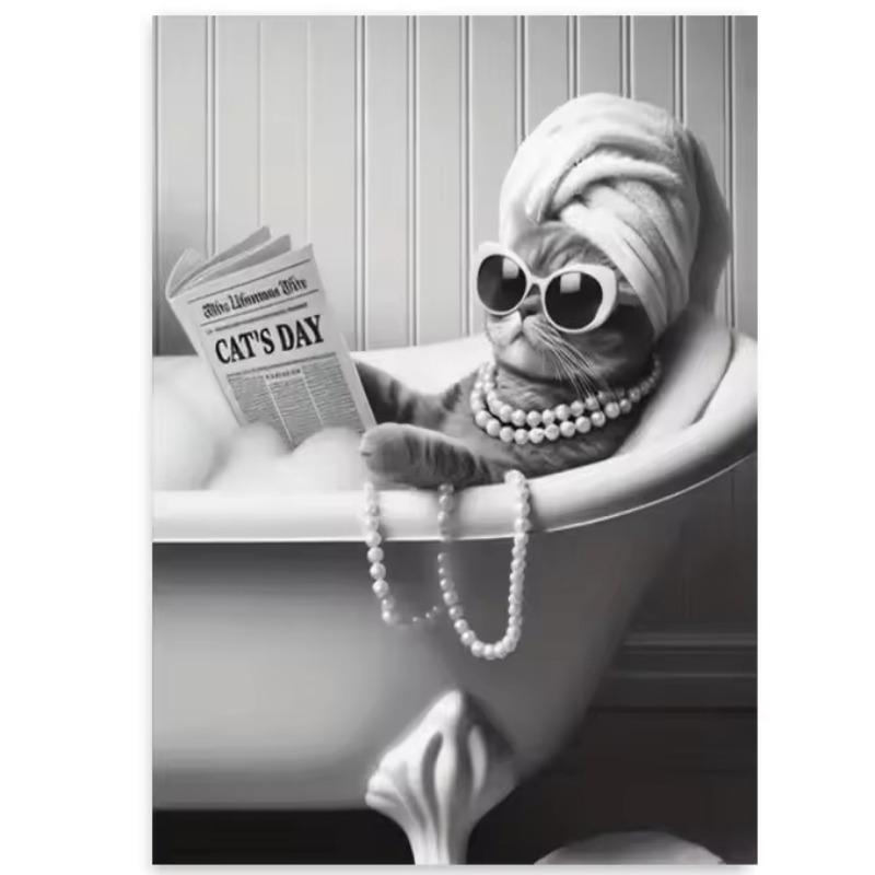 Animal Bathroom Toilet Paper Canvas Painting Poster Otter Hedgehog Giraffe Gift Wall Room Home Decor Black White Print Modern