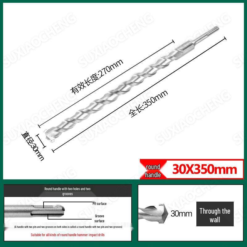 Extended Rotary Hammer Drill Bit Set for Concrete, Stone, and Brick Walls - Alloy, Square & Round Shanks