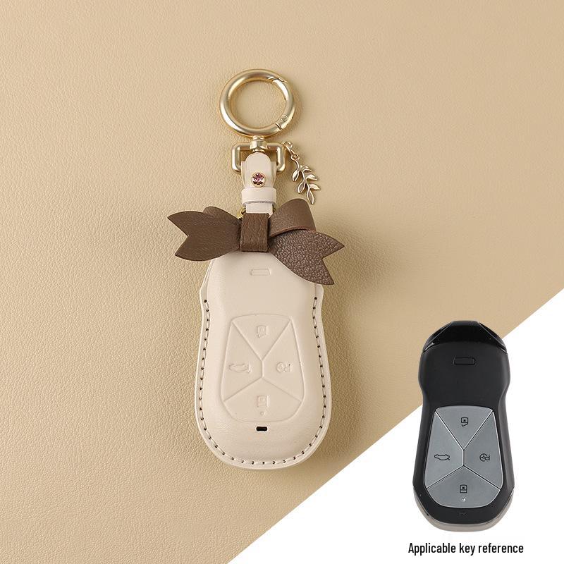 Women's Genuine Leather Bow Key Case for Xiaopeng P7 G9/G3i/P5 2022