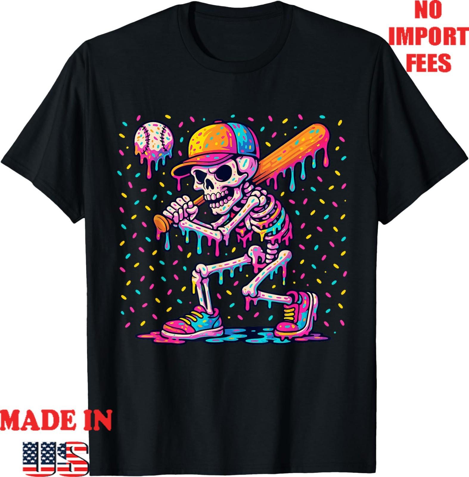 

Skelton Playing Baseball Halloween Baseball Drip Men T-Shirt, Kid Adult Tee 5XL різнокольоровий
